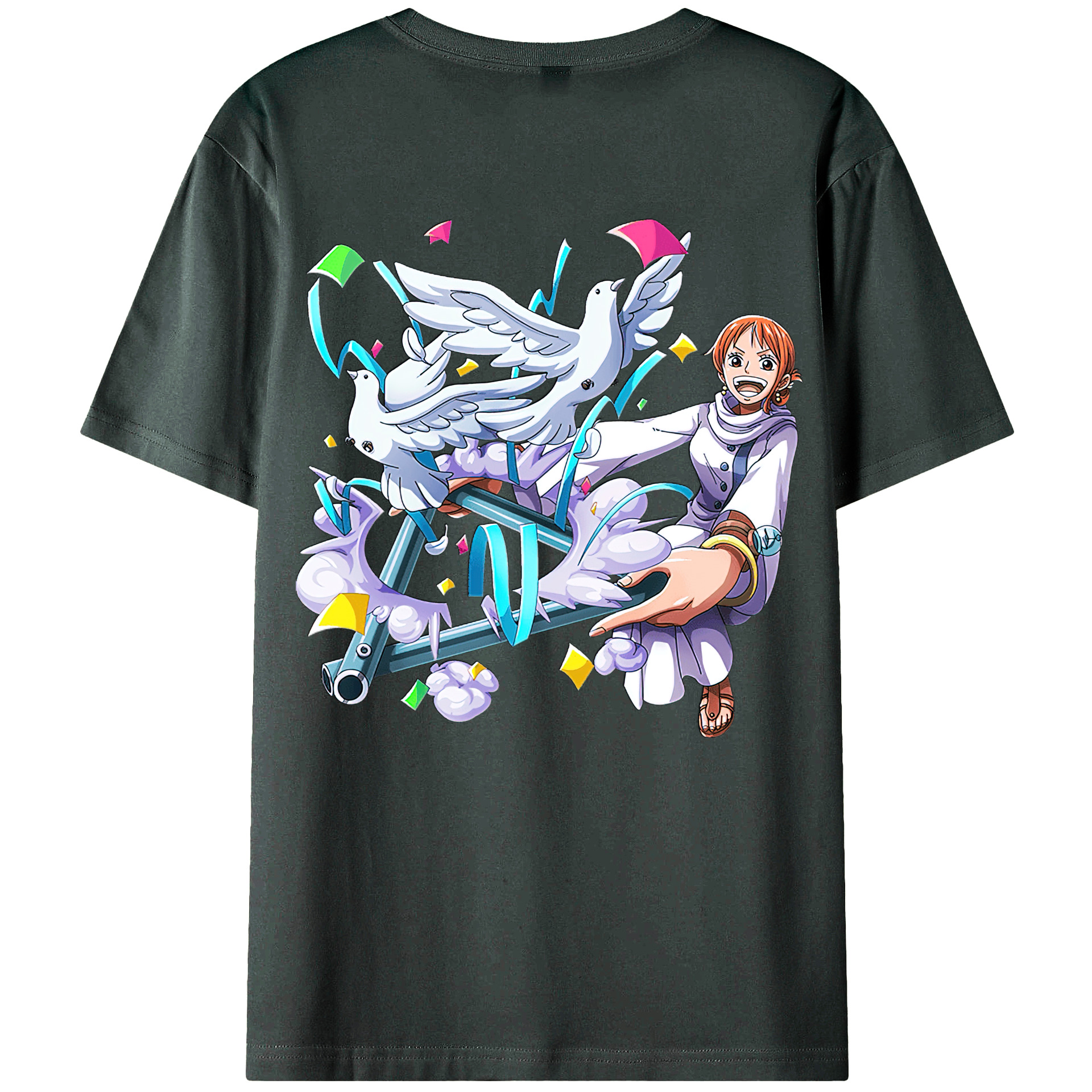 （画像用） ワンピース ナミ ONE PIECE Nami 綿100％ メンズ半袖Tシャツ（バックプリント） 通気性